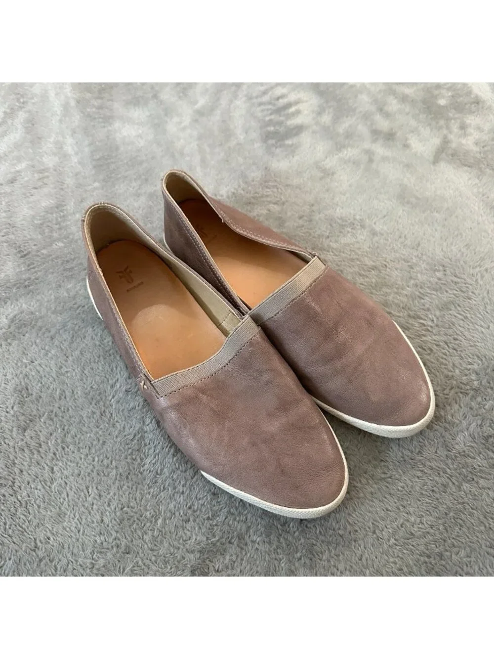 Frye Melanie Slip On Shoes Loafers Women's size 9.5 Gray Leather Flats